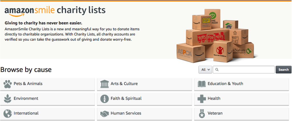 AmazonSmile Charity Lists